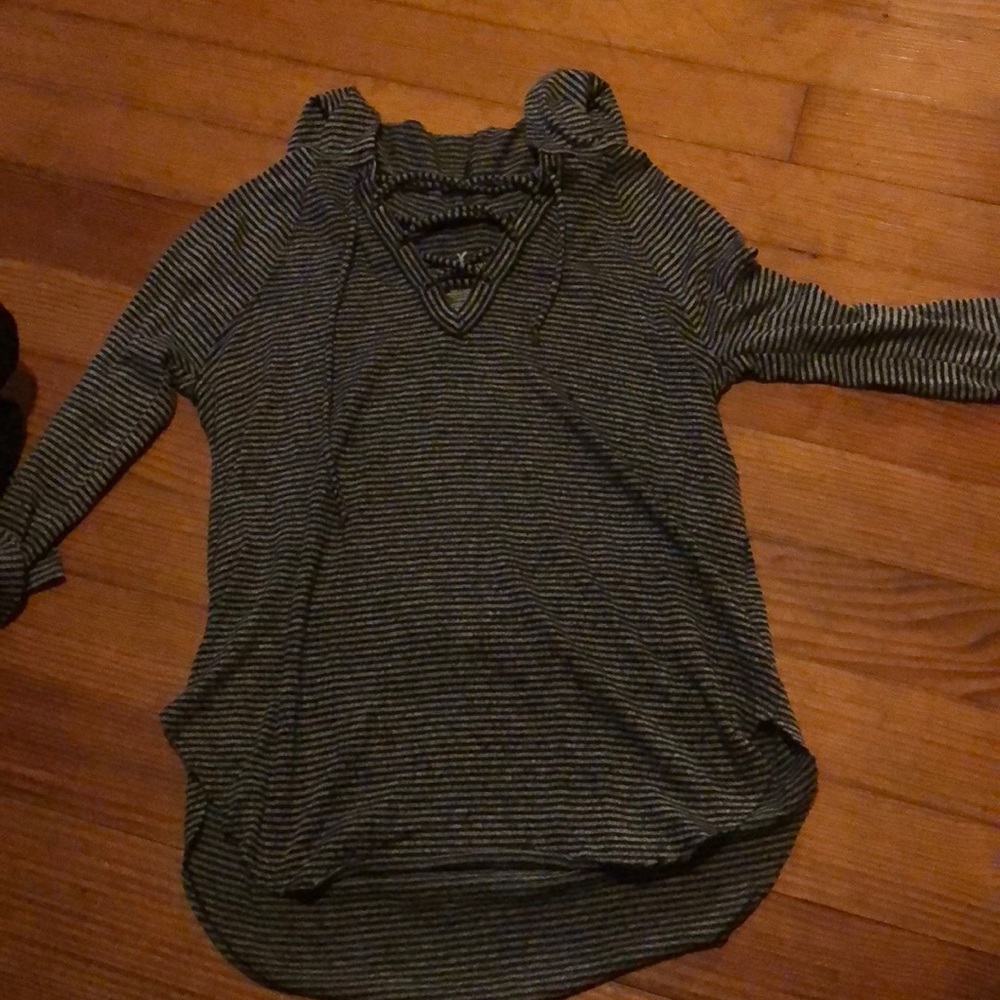 a hooded shirt